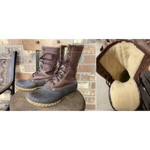 Size 7 M L.L Bean Shearling Lined Leather Winter Snow Boots